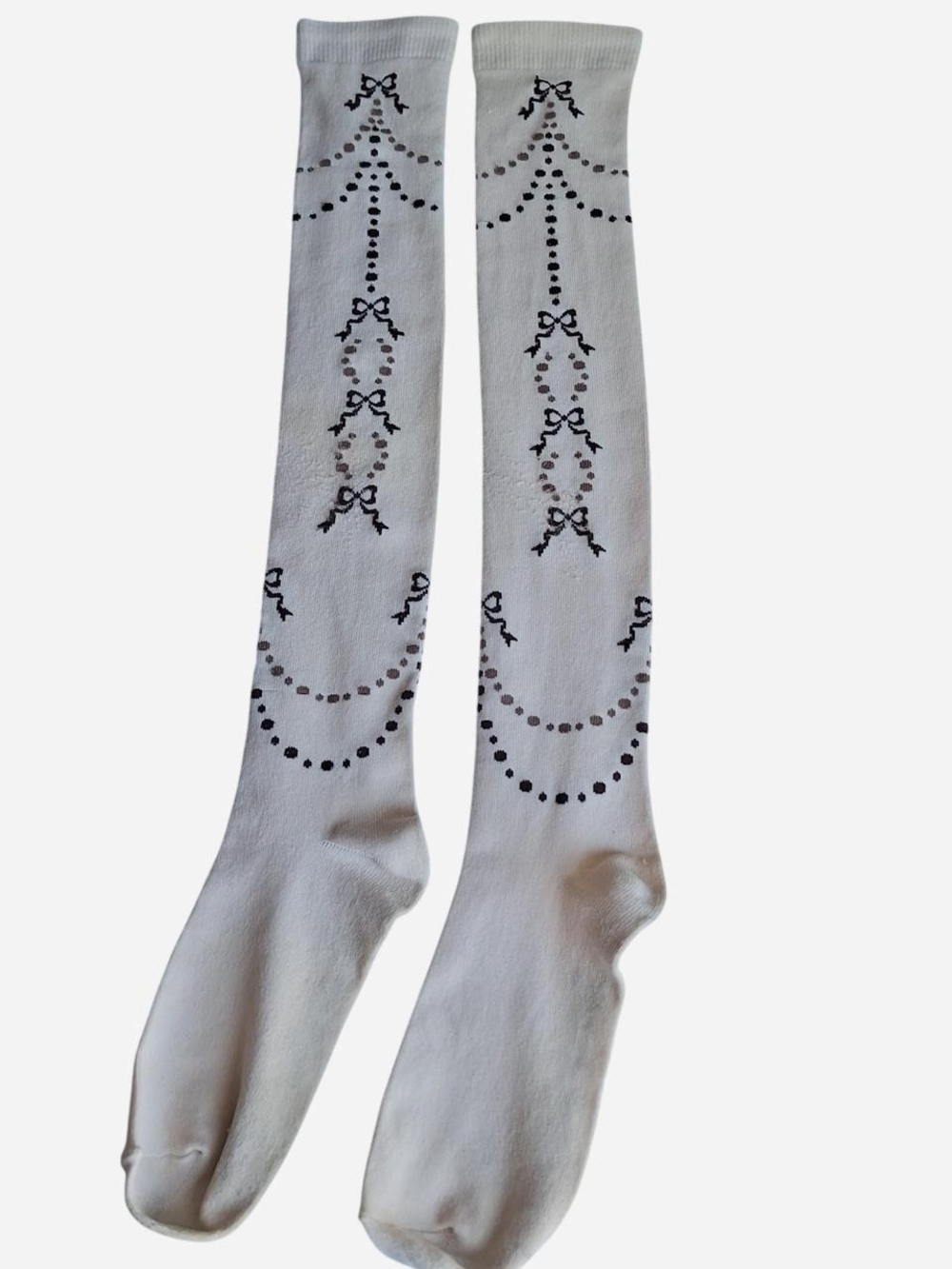 Innocent World Brown Dot Garland Bow OTK Socks | Classic Lolita